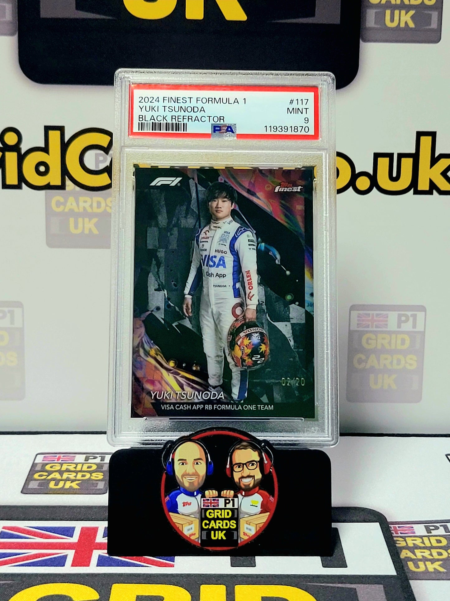 Yuki Tsunoda Black 02/20 - Topps Finest F1 2024 - PSA 9