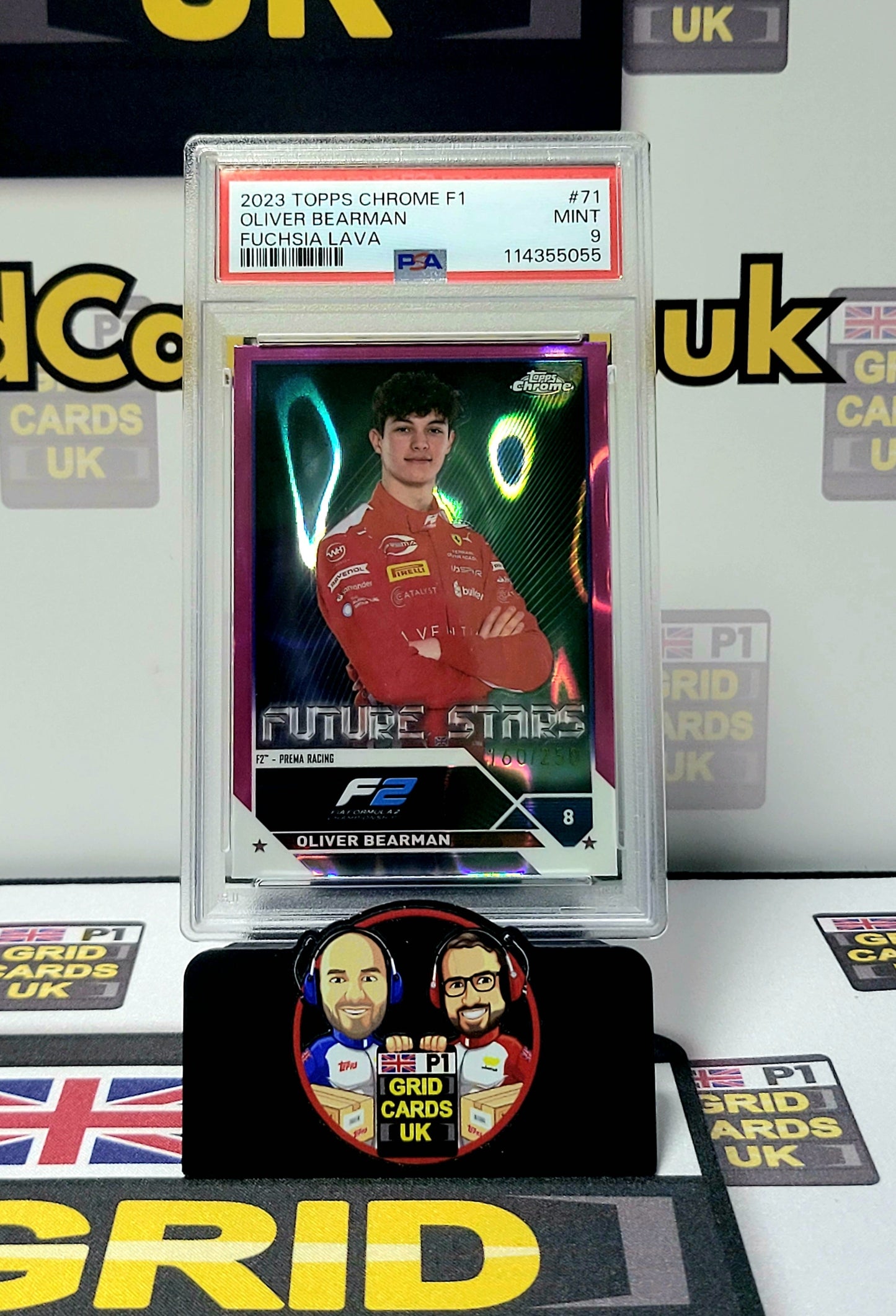 Oliver Bearman Fuchsia Lava 160/250 - Topps Chrome F1 2023 - PSA 9