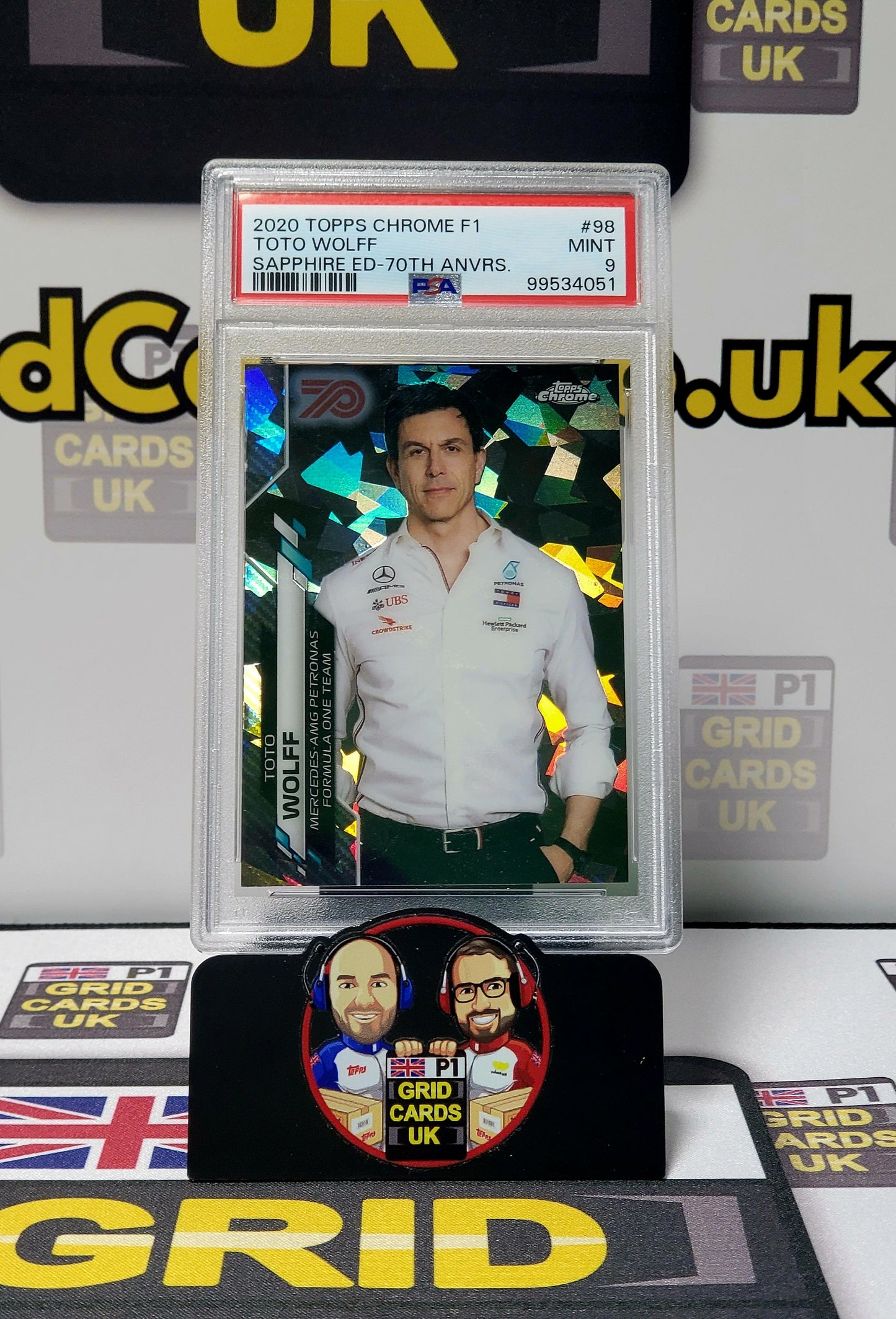 Toto Wolff Sapphire 02/70 - Topps Chrome F1 2020 - PSA 9