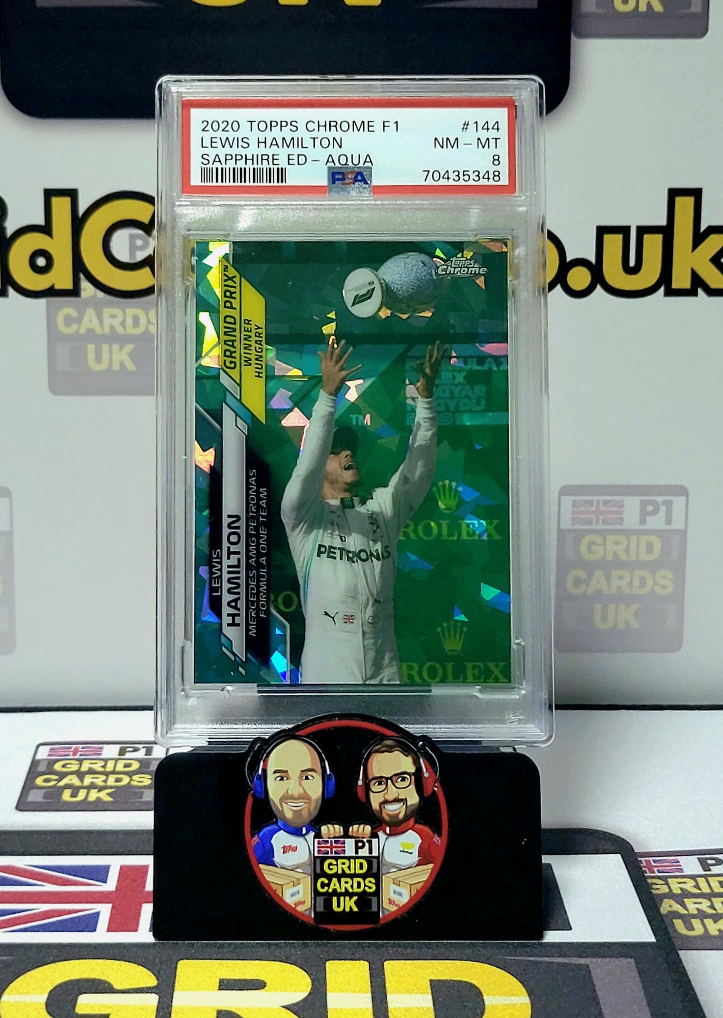 Lewis Hamilton Aqua 60/99 - Topps Chrome F1 2020 - PSA 8