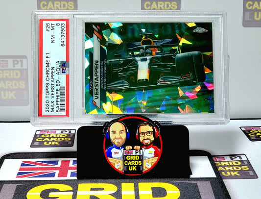 Max Verstappen Aqua 36/99 - Topps Chrome F1 2020 - PSA 8