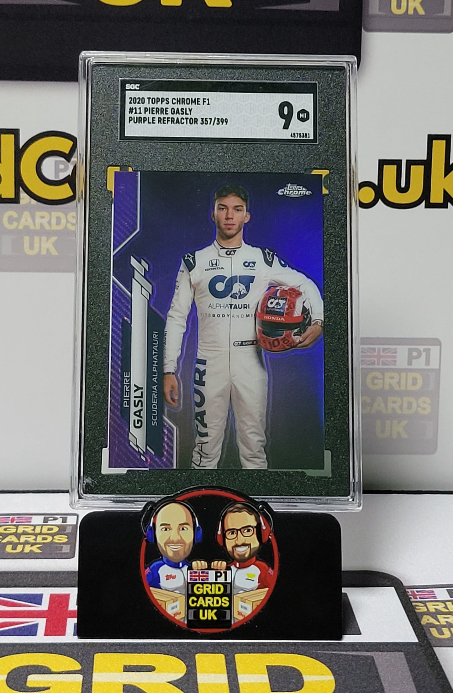 Pierre Gasly Purple 357/399 - Topps Chrome F1 2020 - SGC 9
