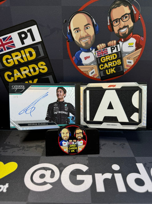 George Russell 3/5 Relic Booklet On Card Auto - Topps F1 Dynasty 2024