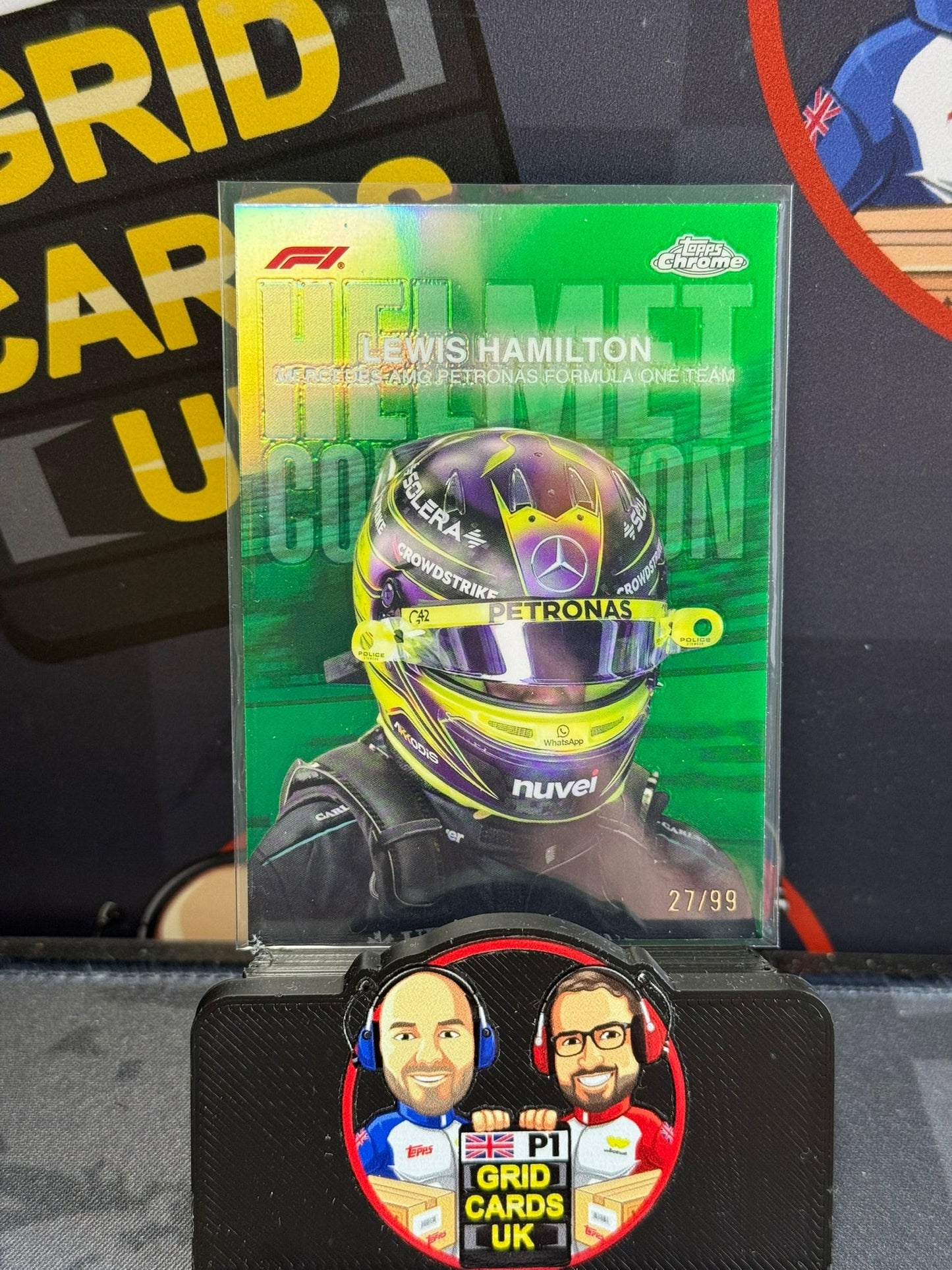 Lewis Hamilton Green Helmet Collection Insert 27/99 - Topps F1 Chrome 2024