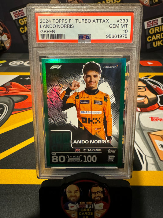 Lando Norris 477/499 Green #339 - Turbo Attax 2024 UK - PSA 10 SLAB