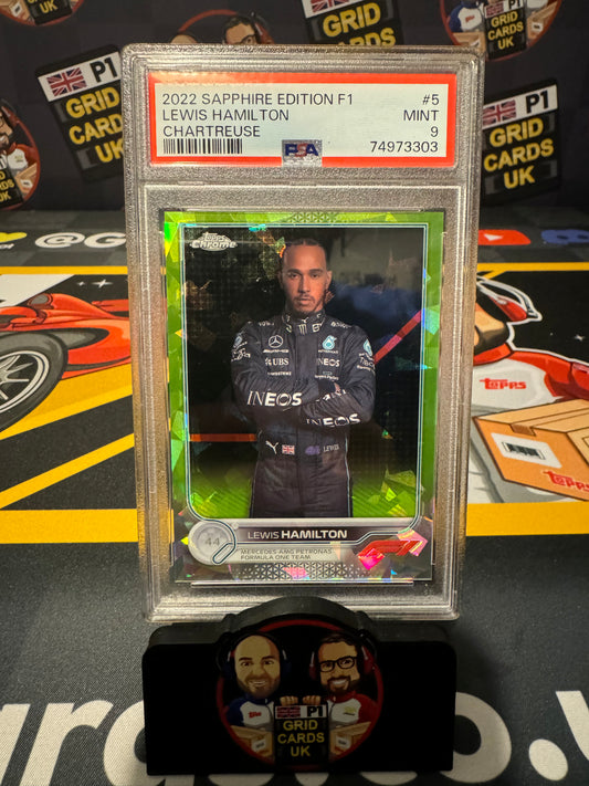 Lewis Hamilton 123/199 Chartreuse #5 - Sapphire 2022 - PSA 9 SLAB