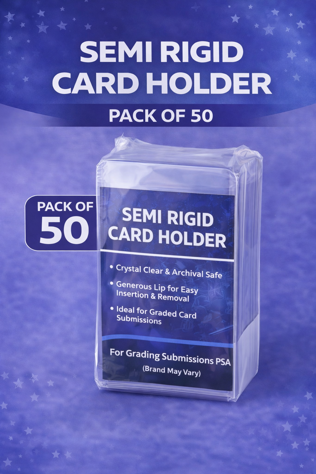 Semi Rigid Card Holders - Pack of 50 (Brand May Vary) for Grading Submissions PSA