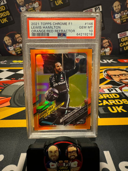 Lewis Hamilton Orange/Red - Chrome 2021 - PSA 10 SLAB #146