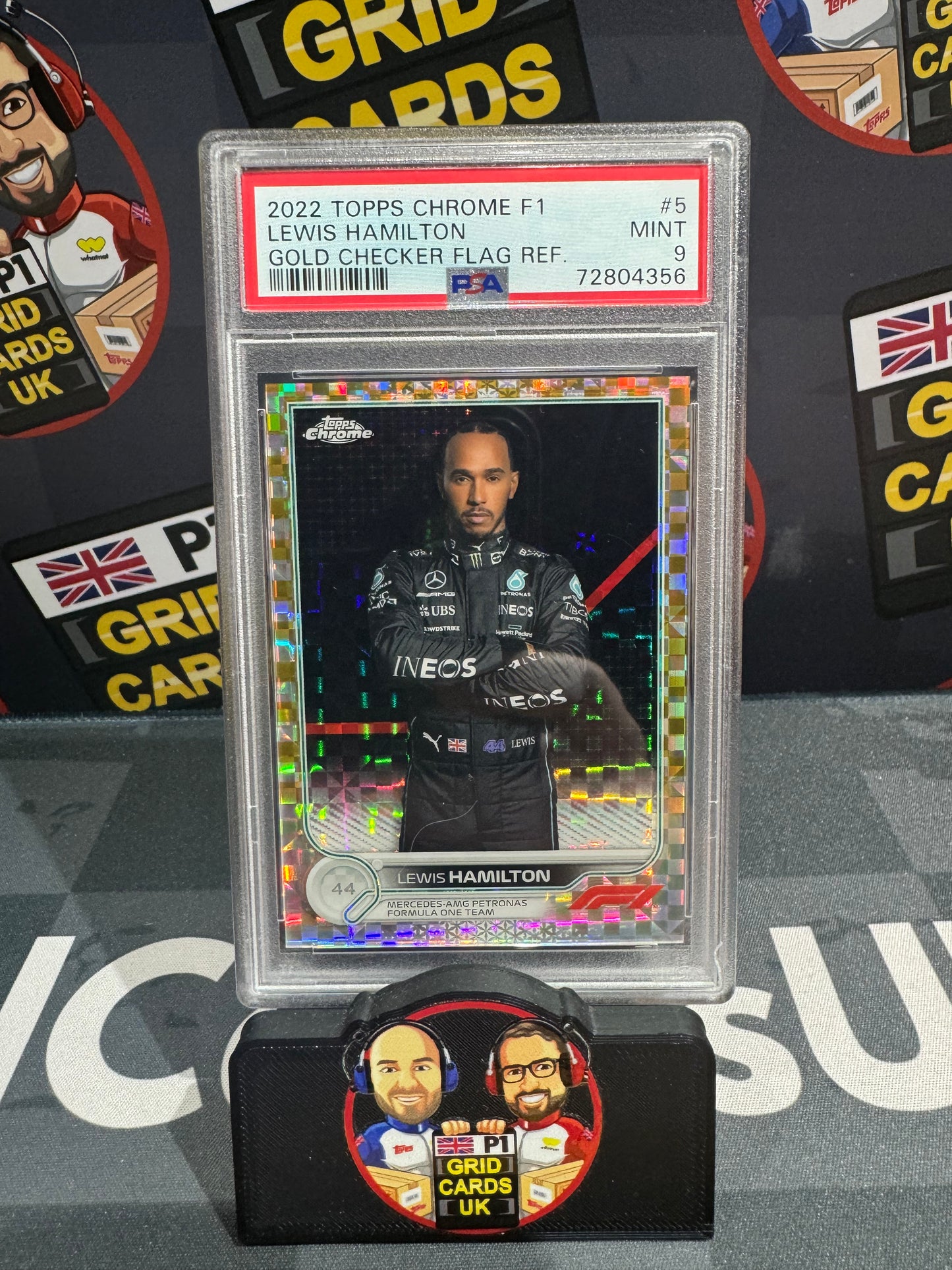 Lewis Hamilton 23/50 Gold Checker #5 - Chrome 2022 PSA 9 SLAB