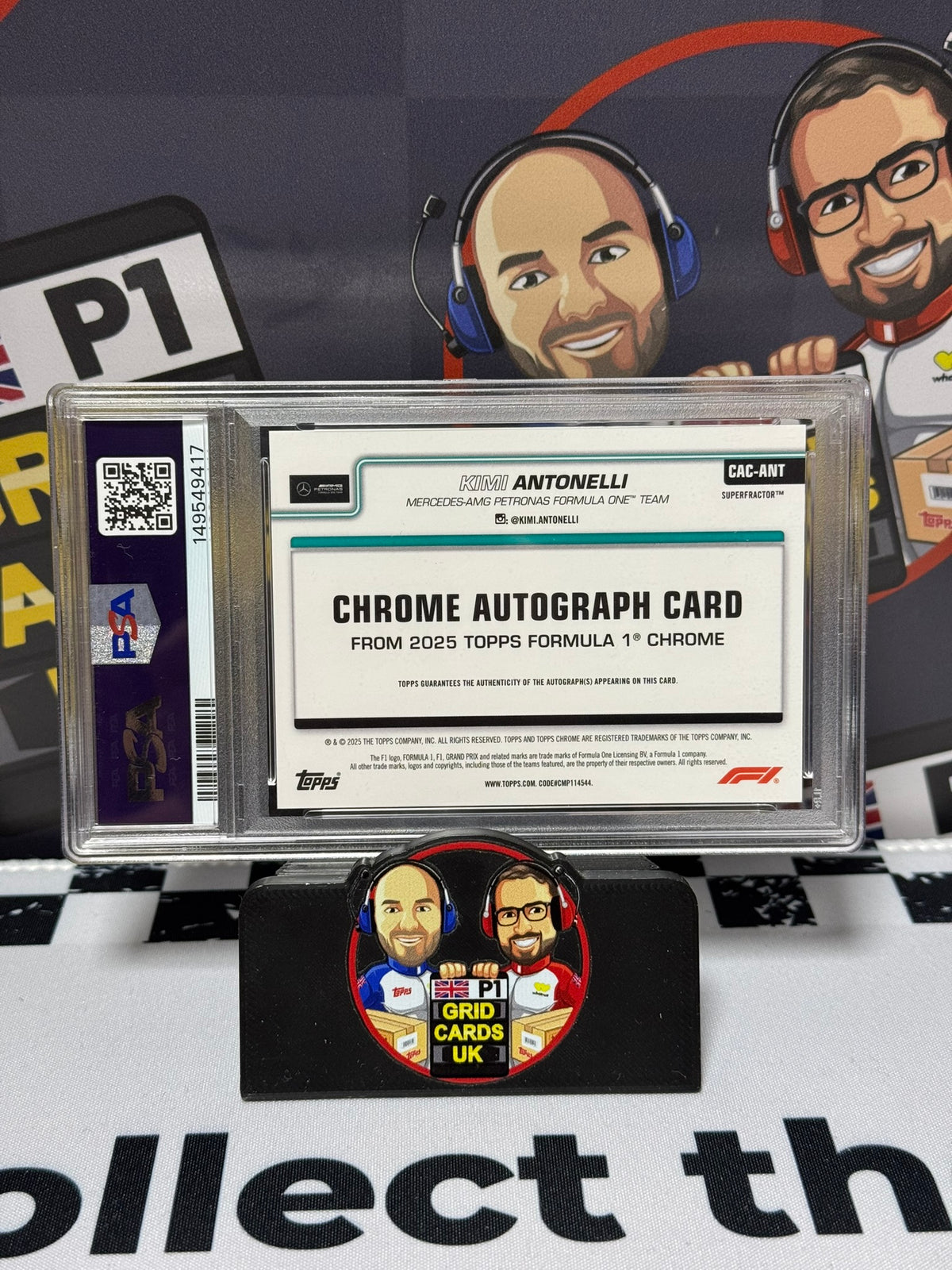 Kimi Antonelli AUTO SUPERFRACTOR 1/1 Rookie RC - Topps 2025 Chrome - PSA 10