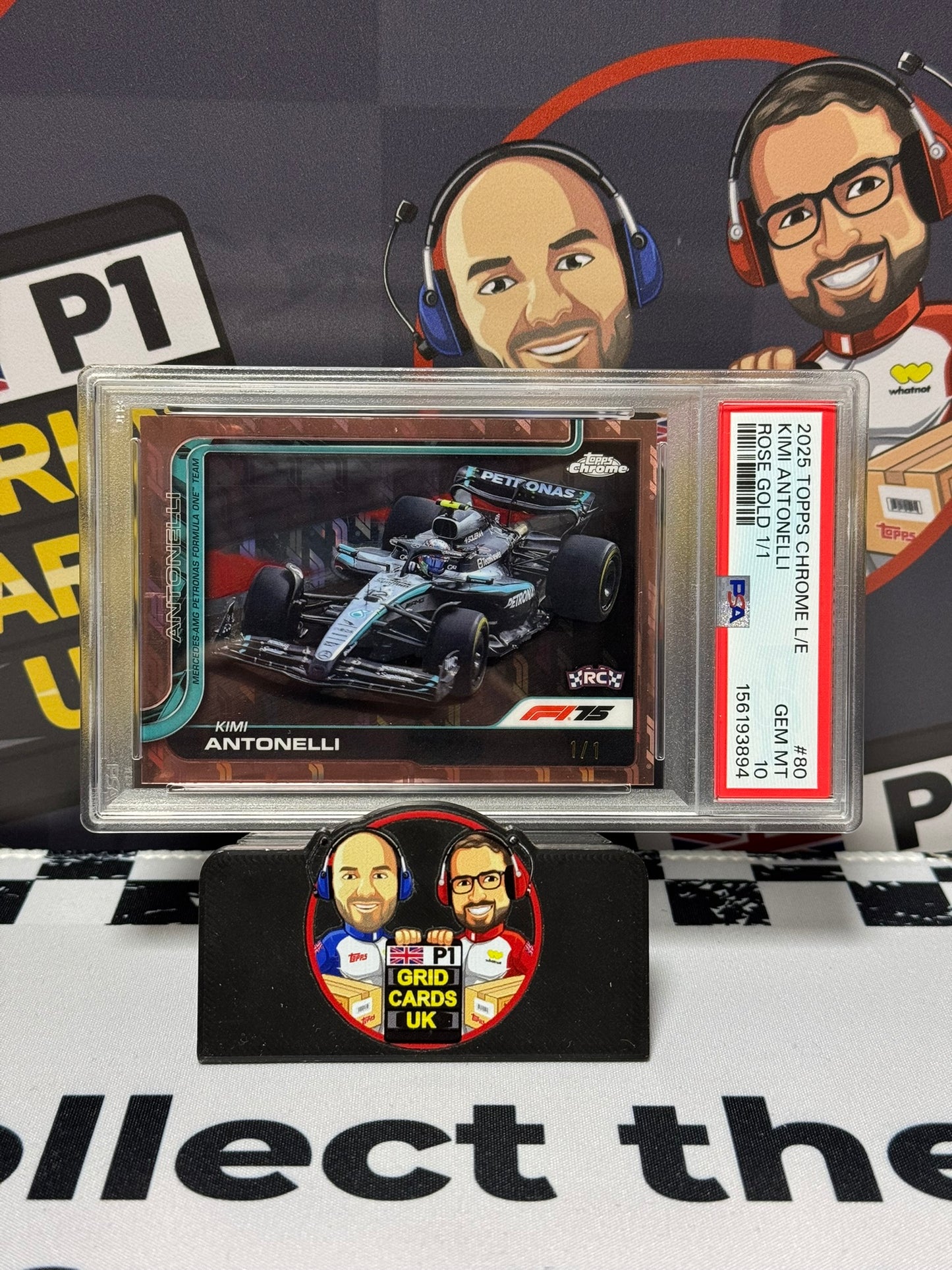 Kimi Antonelli ROSE GOLD 1/1 Rookie RC - Topps 2025 Chrome Logofractor Car - PSA 10