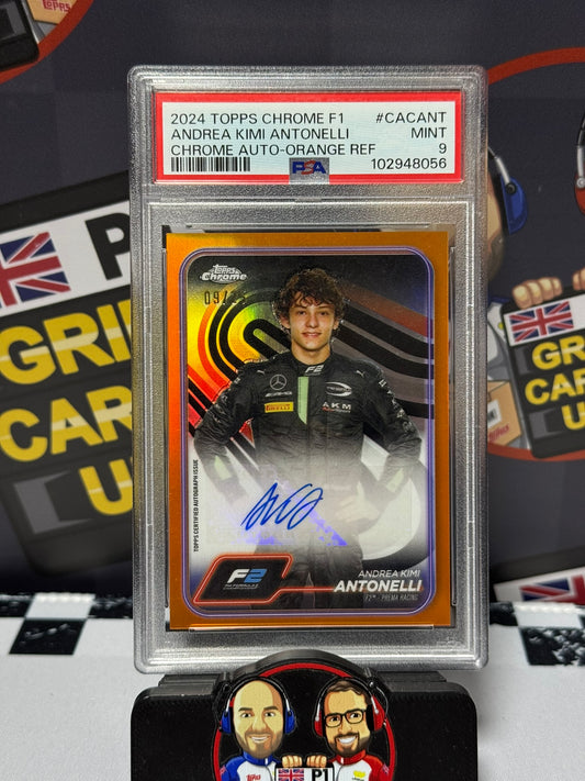 Kimi Antonelli AUTO ORANGE 09/25 - Topps 2024 Chrome F2 Autograph - PSA 9