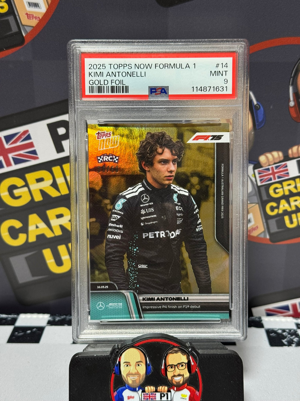 Kimi Antonelli GOLD /50 Rookie RC - Topps 2025 NOW F1 Debut #14 - PSA 9