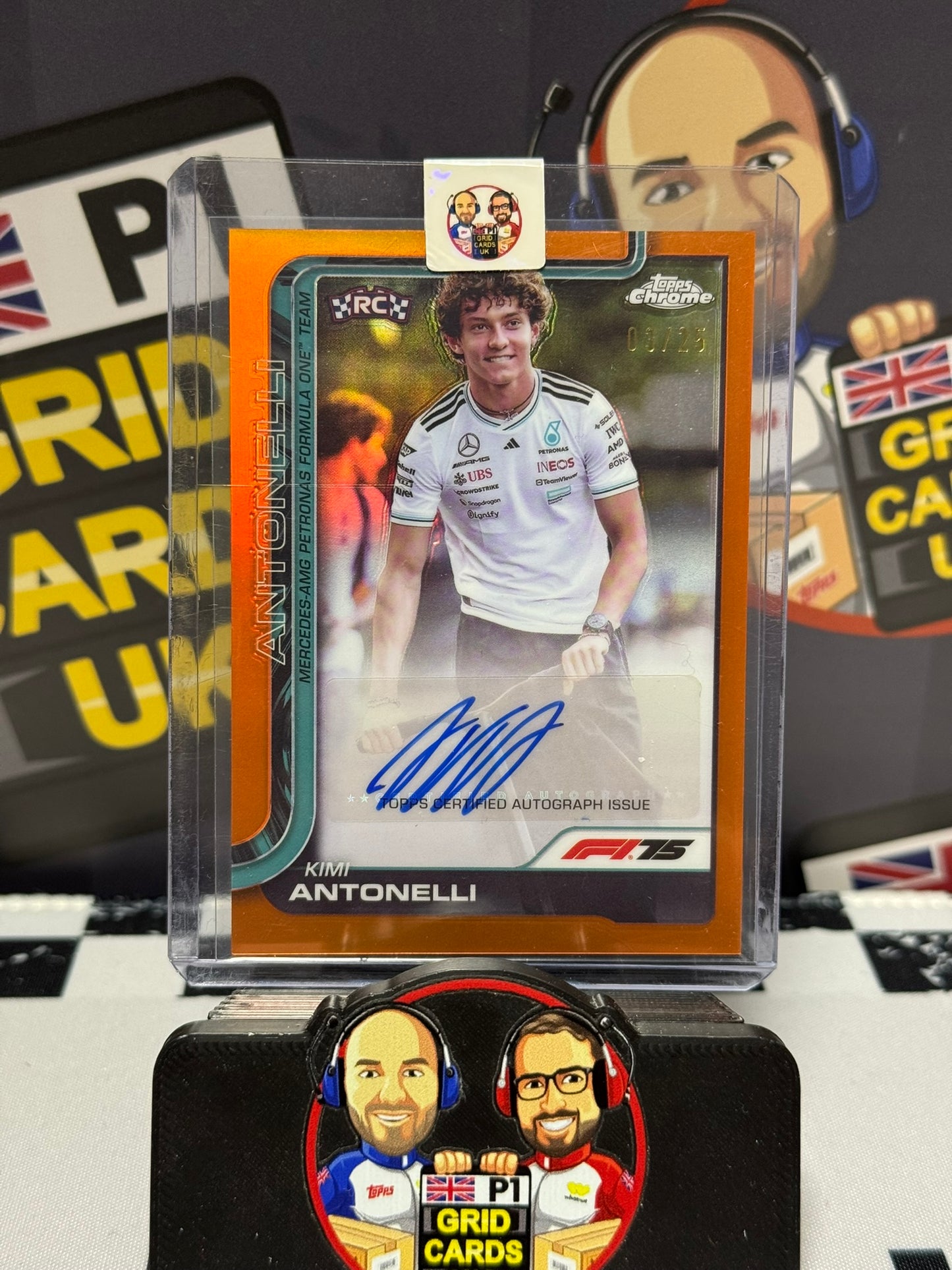 Kimi Antonelli AUTO TRUE ORANGE 09/25 Rookie RC - Topps 2025 Chrome