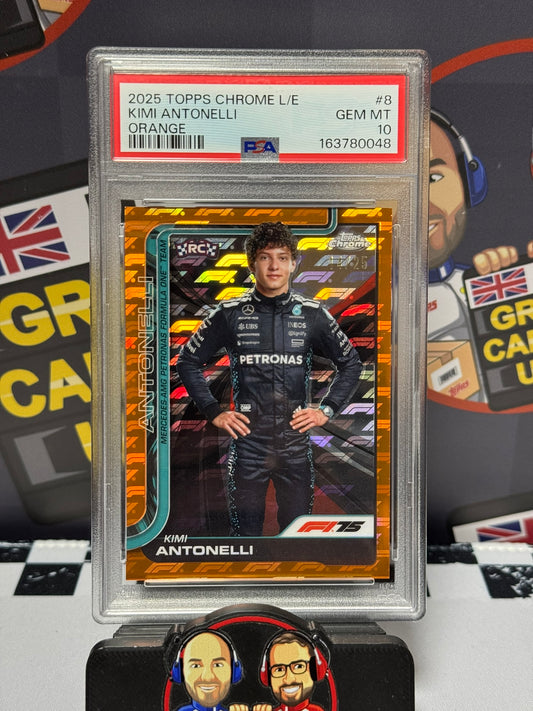 Kimi Antonelli ORANGE 14/25 Rookie RC - Topps 2025 Chrome Logofractor Portrait - PSA 10