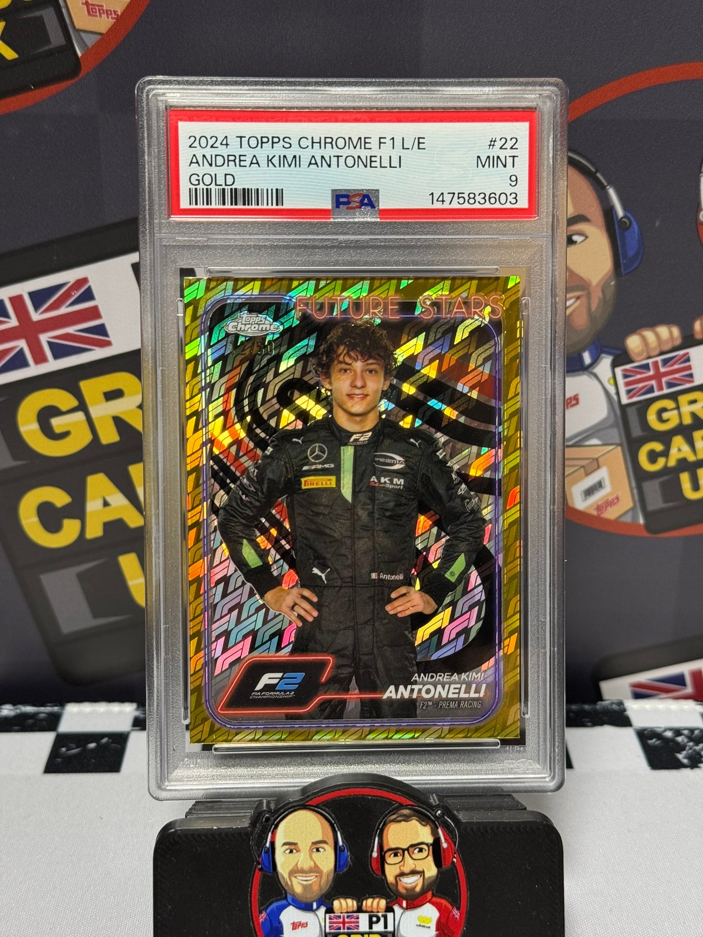 Kimi Antonelli GOLD 12/50 DRIVER NUMBER - Topps 2024 Chrome Logofractor F2 Portrait - PSA 9