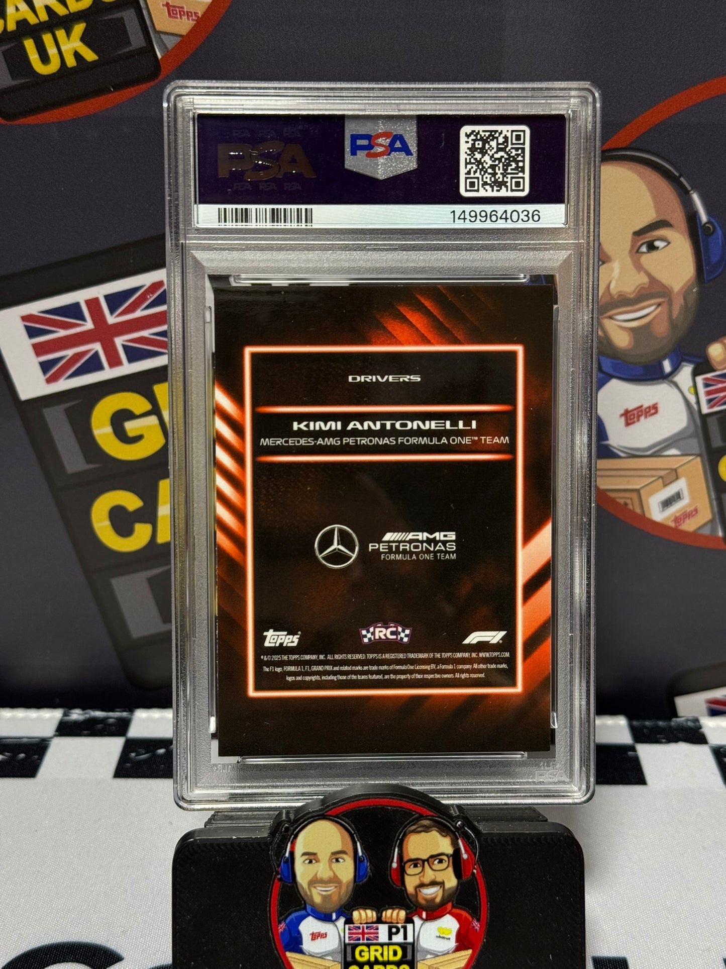 Kimi Antonelli ORANGE 14/25 Rookie RC - Topps 2025 Lights Out Drivers Portrait - PSA 8
