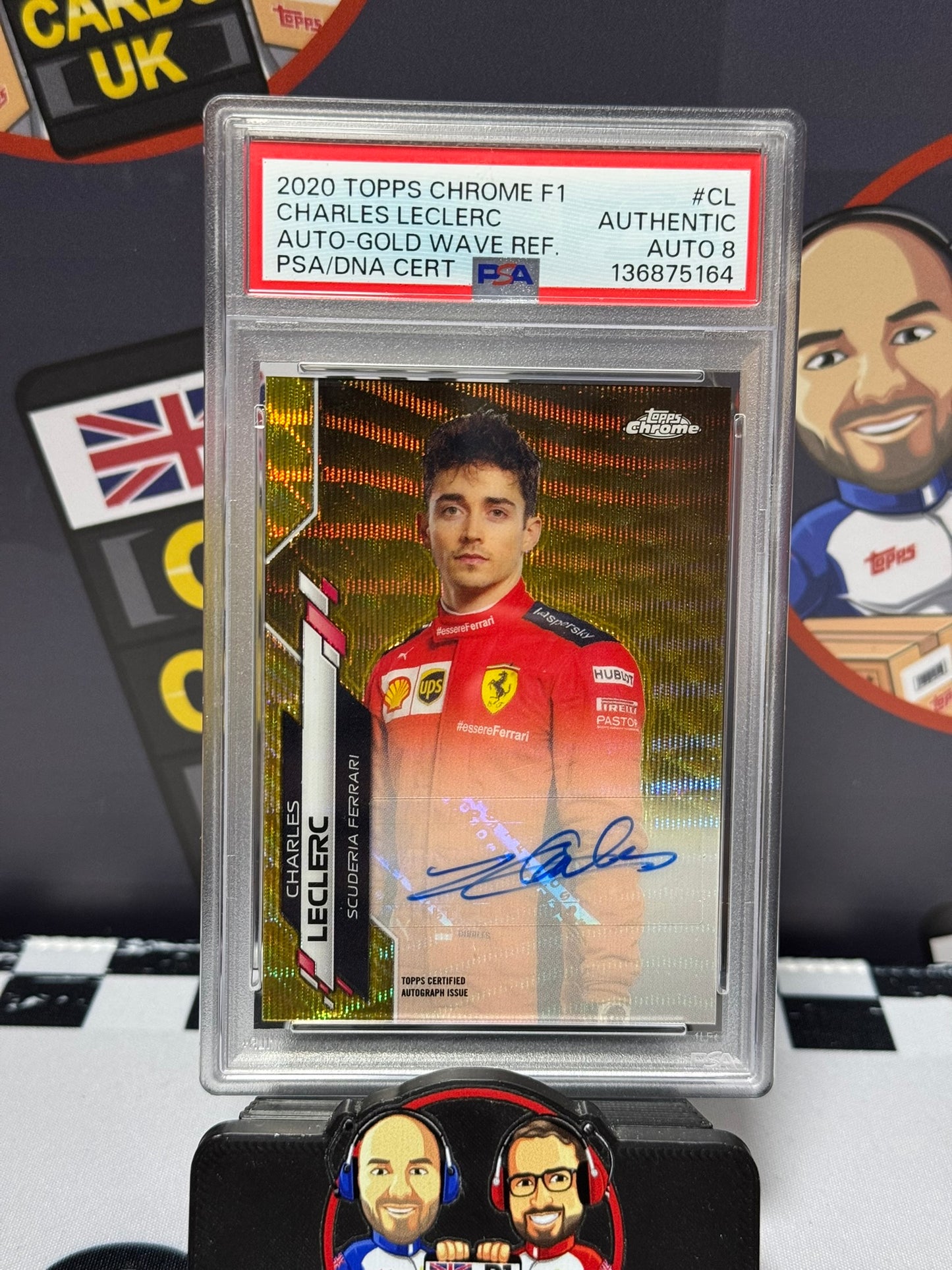 Charles Leclerc AUTO GOLD WAVE 08/50 - Topps 2020 Chrome - PSA Auto 8