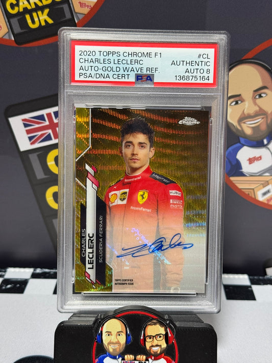 Charles Leclerc AUTO GOLD WAVE 08/50 - Topps 2020 Chrome - PSA Auto 8
