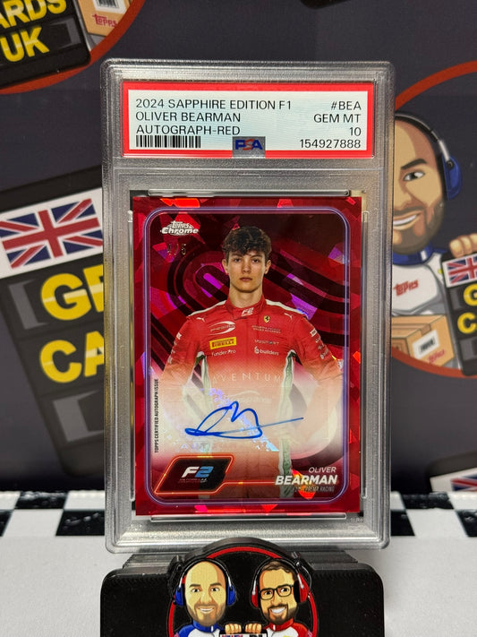 Oliver Bearman AUTO RED 4/5 - Topps 2024 Chrome Sapphire F2 - PSA 10