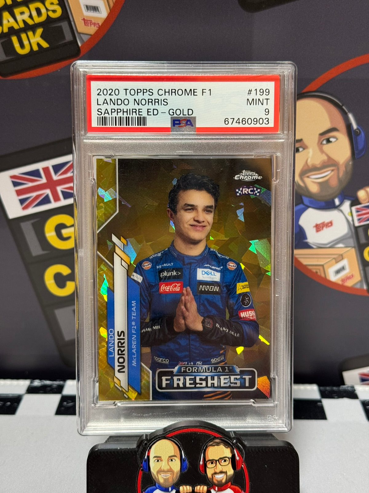 Lando Norris Freshest GOLD 19/50 Rookie RC - Topps 2020 Chrome Sapphire - PSA 9