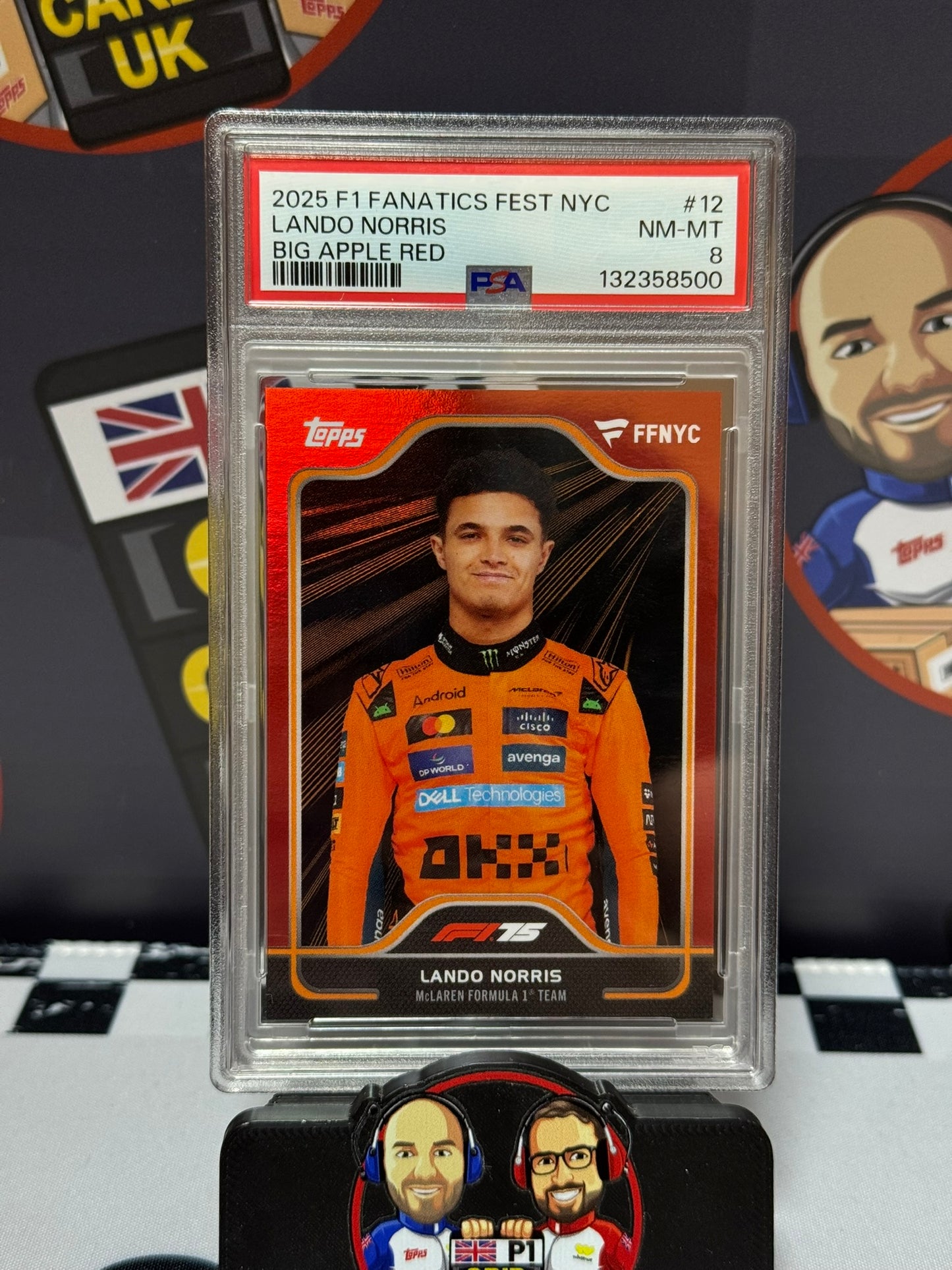 Lando Norris BIG APPLE RED - Topps 2025 Fanatics Fest NYC - PSA 8