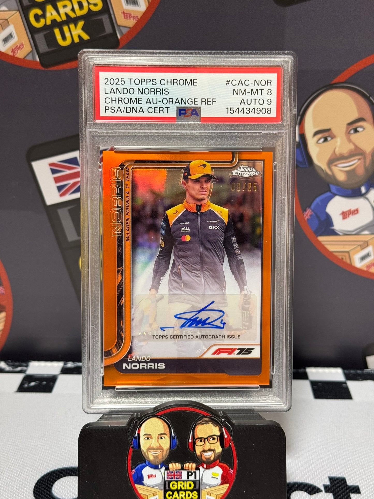 Lando Norris AUTO ORANGE 03/25 - Topps 2025 Chrome - PSA 8 / Auto 9
