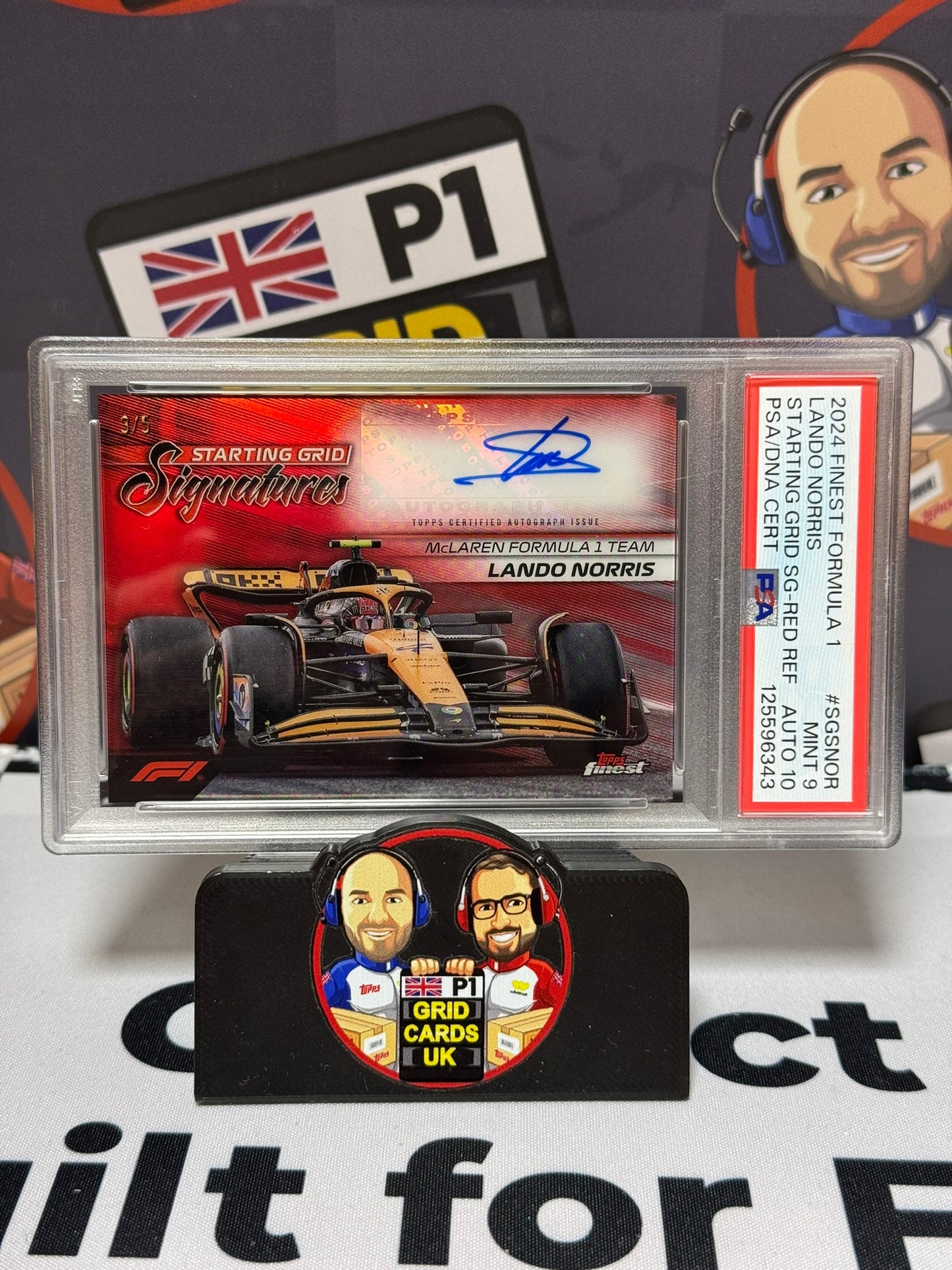Lando Norris AUTO RED 3/5 - Topps 2024 Finest Starting Grid Signatures - PSA 9 / Auto 10