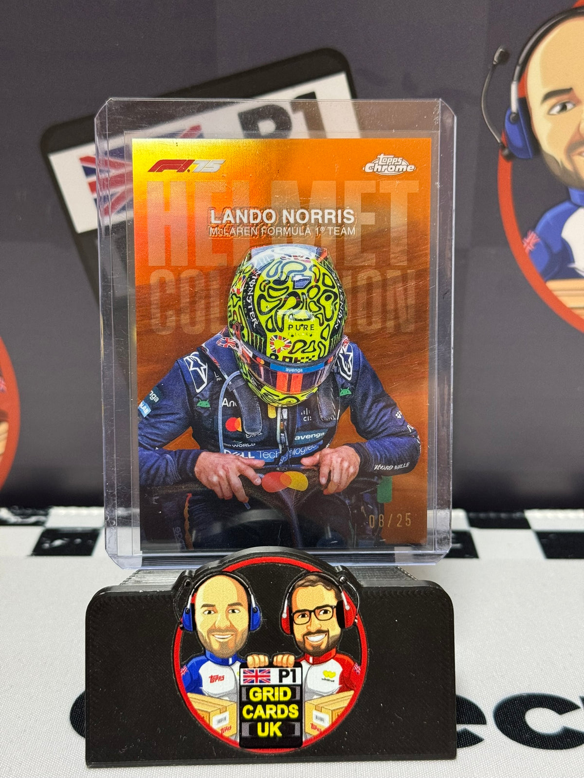 Lando Norris Helmet Collection ORANGE 08/25 - Topps 2025 Chrome