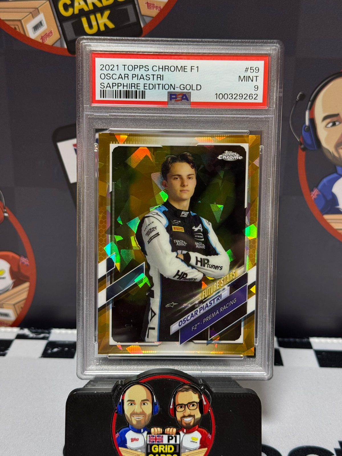Oscar Piastri Future Stars GOLD 02/50 F2 - Topps 2021 Chrome Sapphire - PSA 9