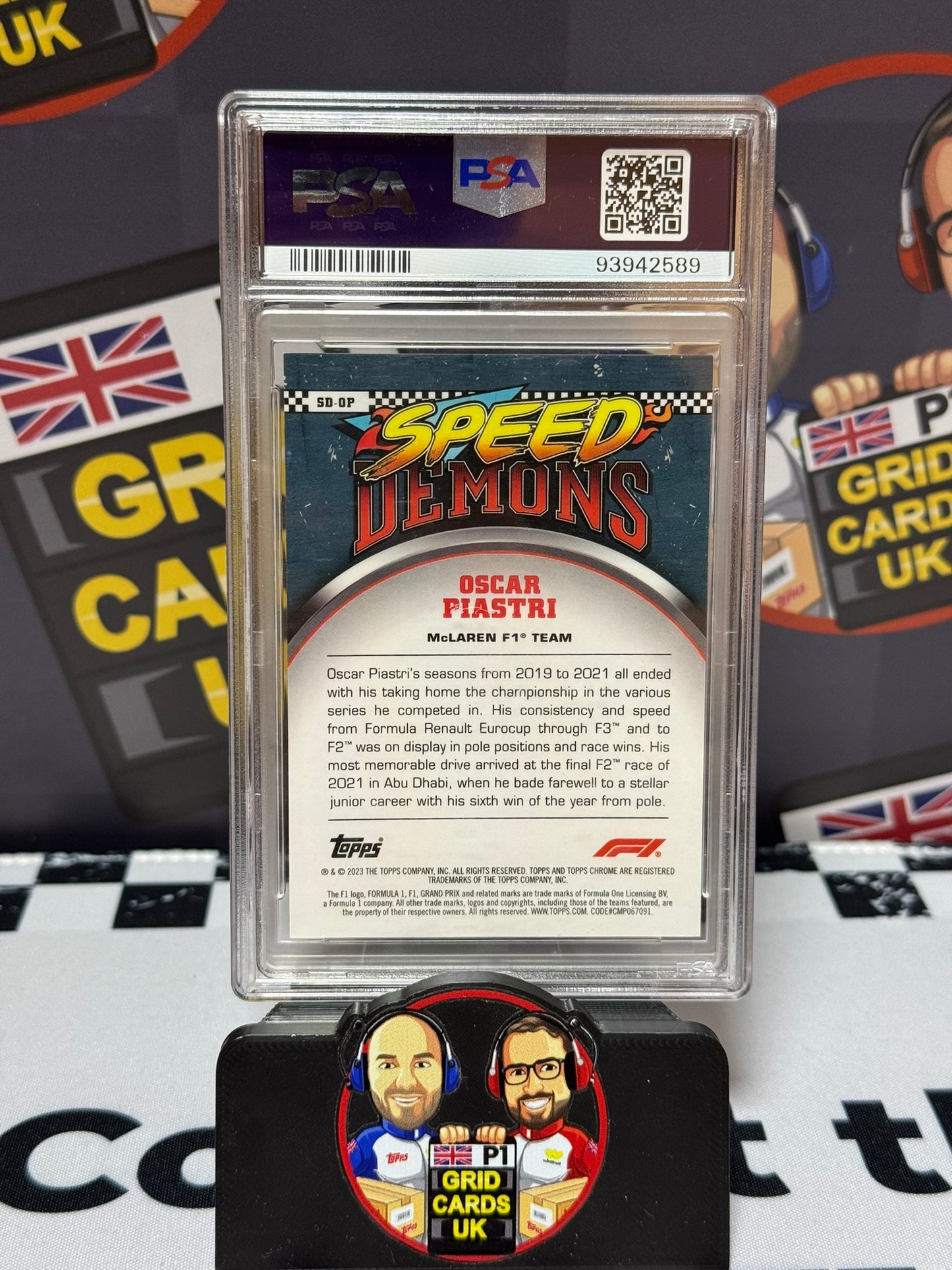 Oscar Piastri Speed Demons ORANGE 23/25 Rookie RC - Topps 2023 Chrome - PSA 9