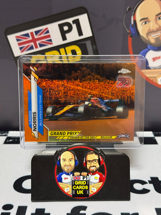 Lando Norris Driver of the Day ORANGE 70th Anniversary #166 - Topps 2020 Chrome
