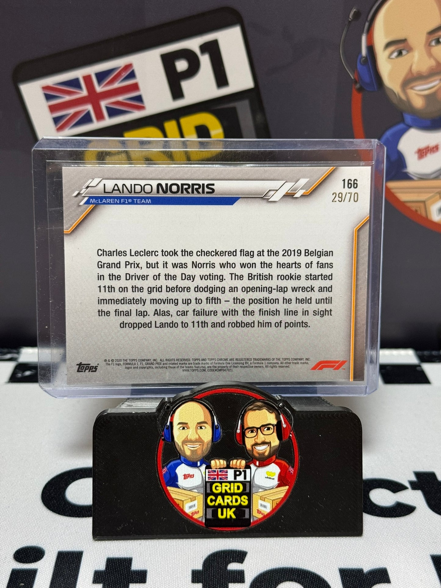 Lando Norris Driver of the Day 70th Anniversary 29/70 Rookie RC - Topps 2020 Chrome Sapphire