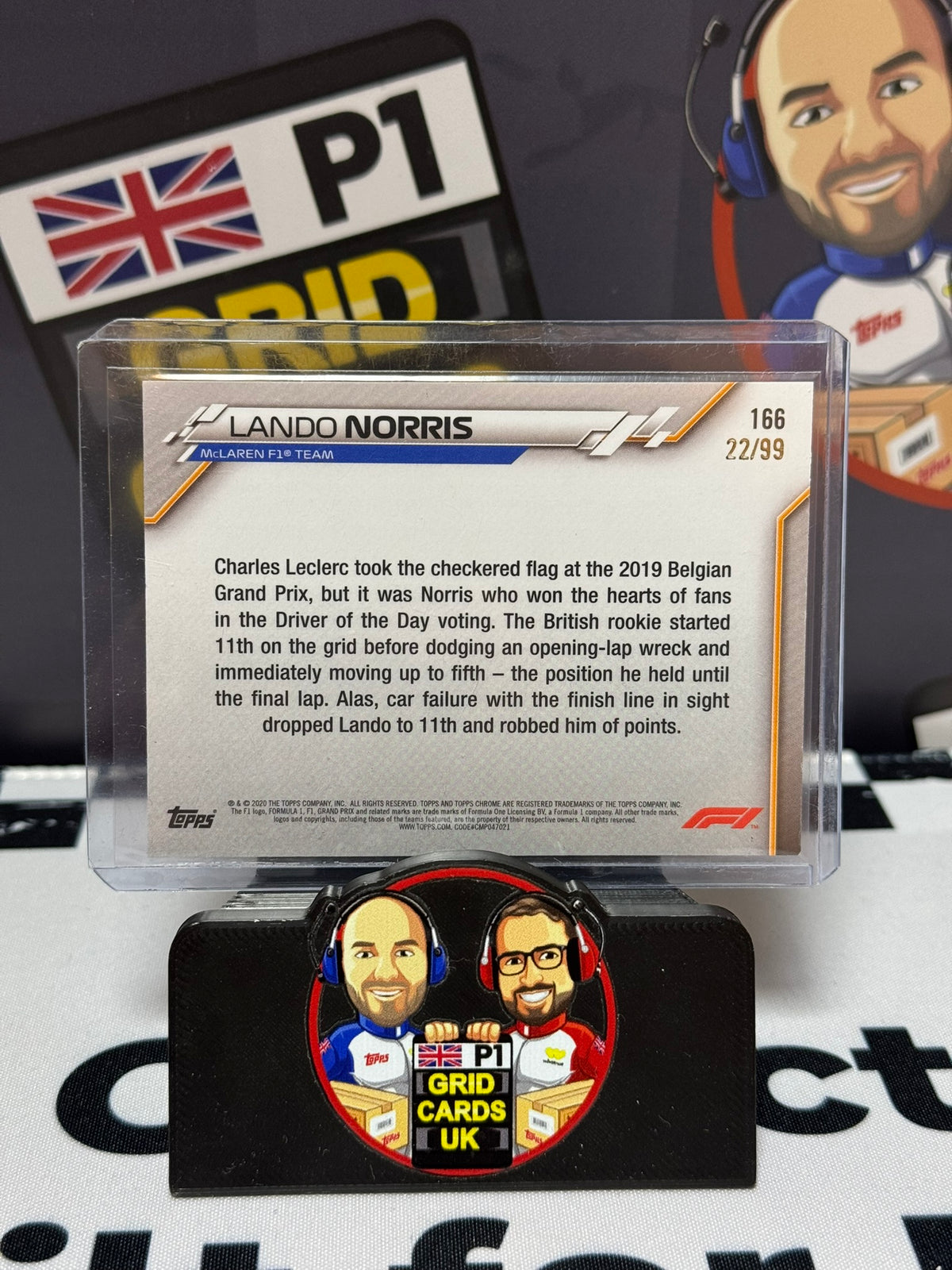 Lando Norris Driver of the Day AQUA 22/99 Rookie RC - Topps 2020 Chrome Sapphire
