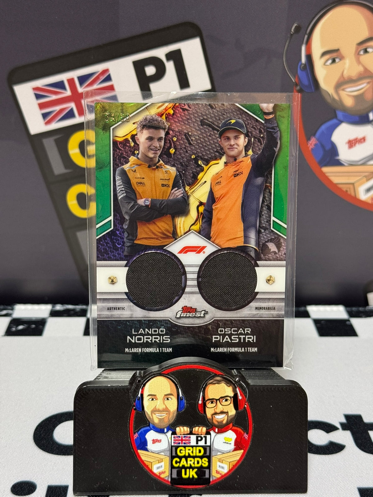 Lando Norris & Oscar Piastri Dual Relic GREEN 34/50 - Topps 2024 Finest