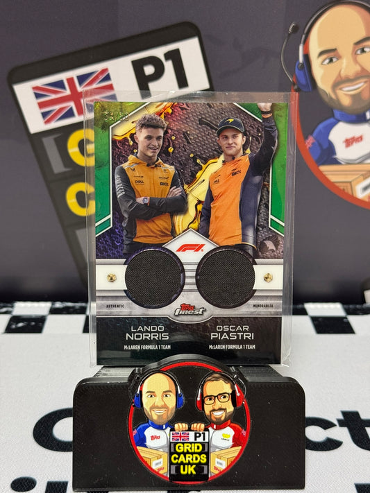 Lando Norris & Oscar Piastri Dual Relic GREEN 34/50 - Topps 2024 Finest