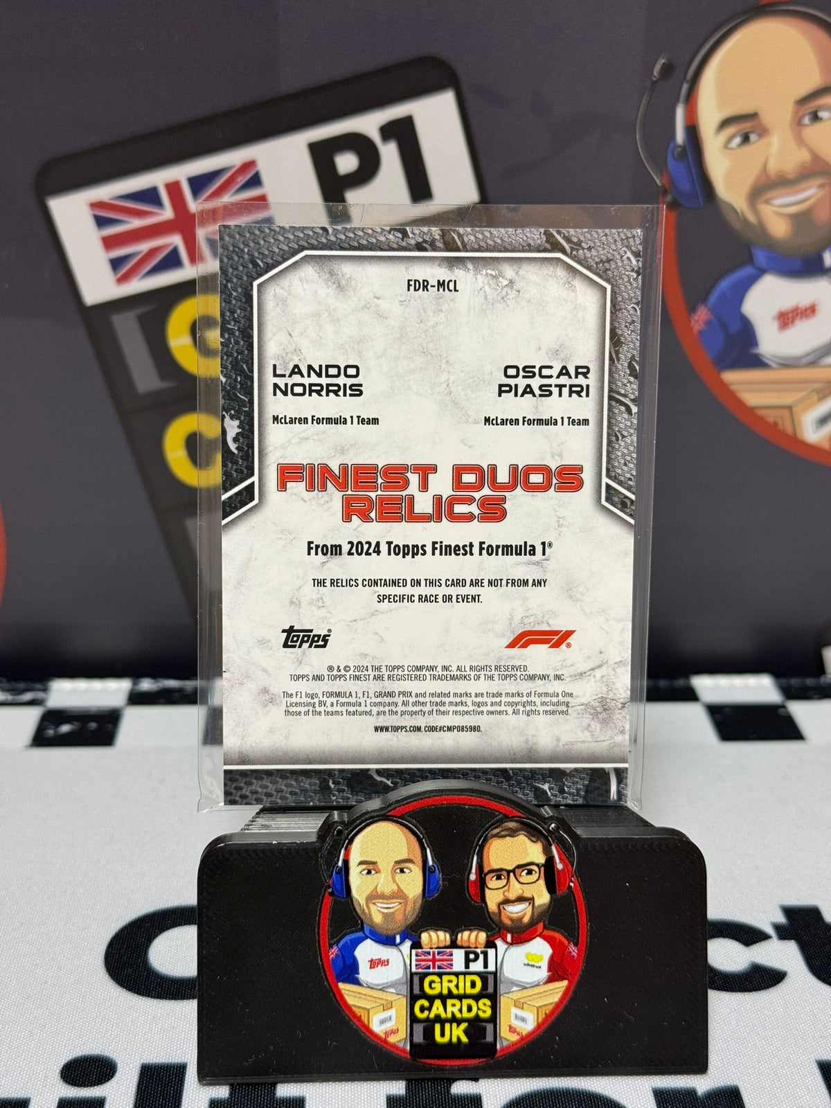 Lando Norris & Oscar Piastri Dual Relic GREEN 34/50 - Topps 2024 Finest