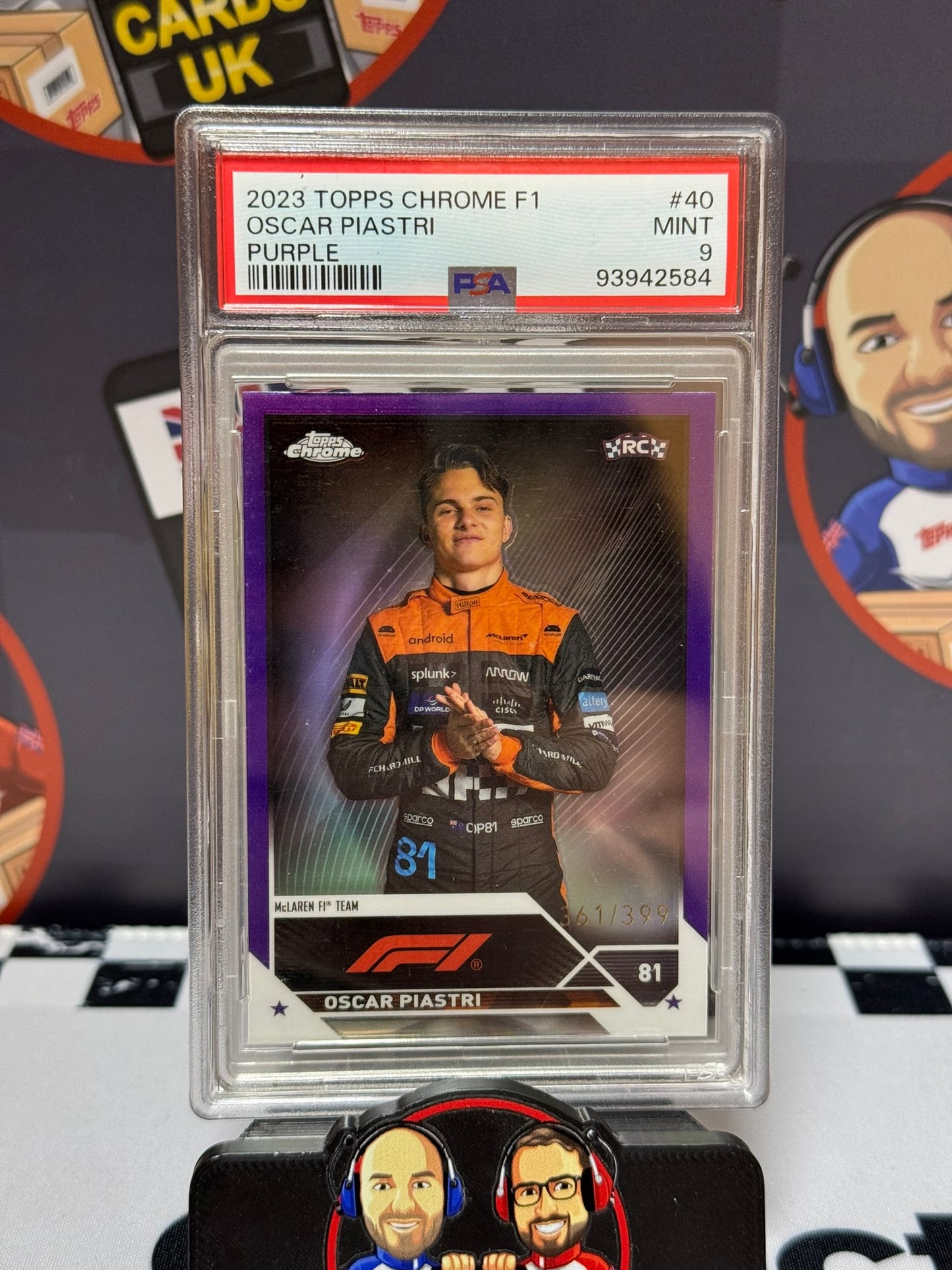Oscar Piastri PURPLE 361/399 Rookie RC - Topps 2023 Chrome - PSA 9