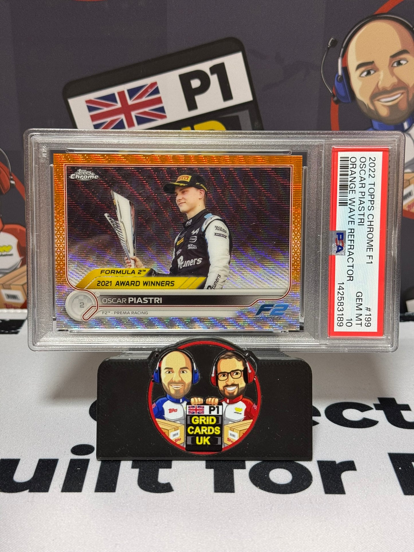Oscar Piastri F2 Champion ORANGE WAVE 20/25 - Topps 2022 Chrome - PSA 10