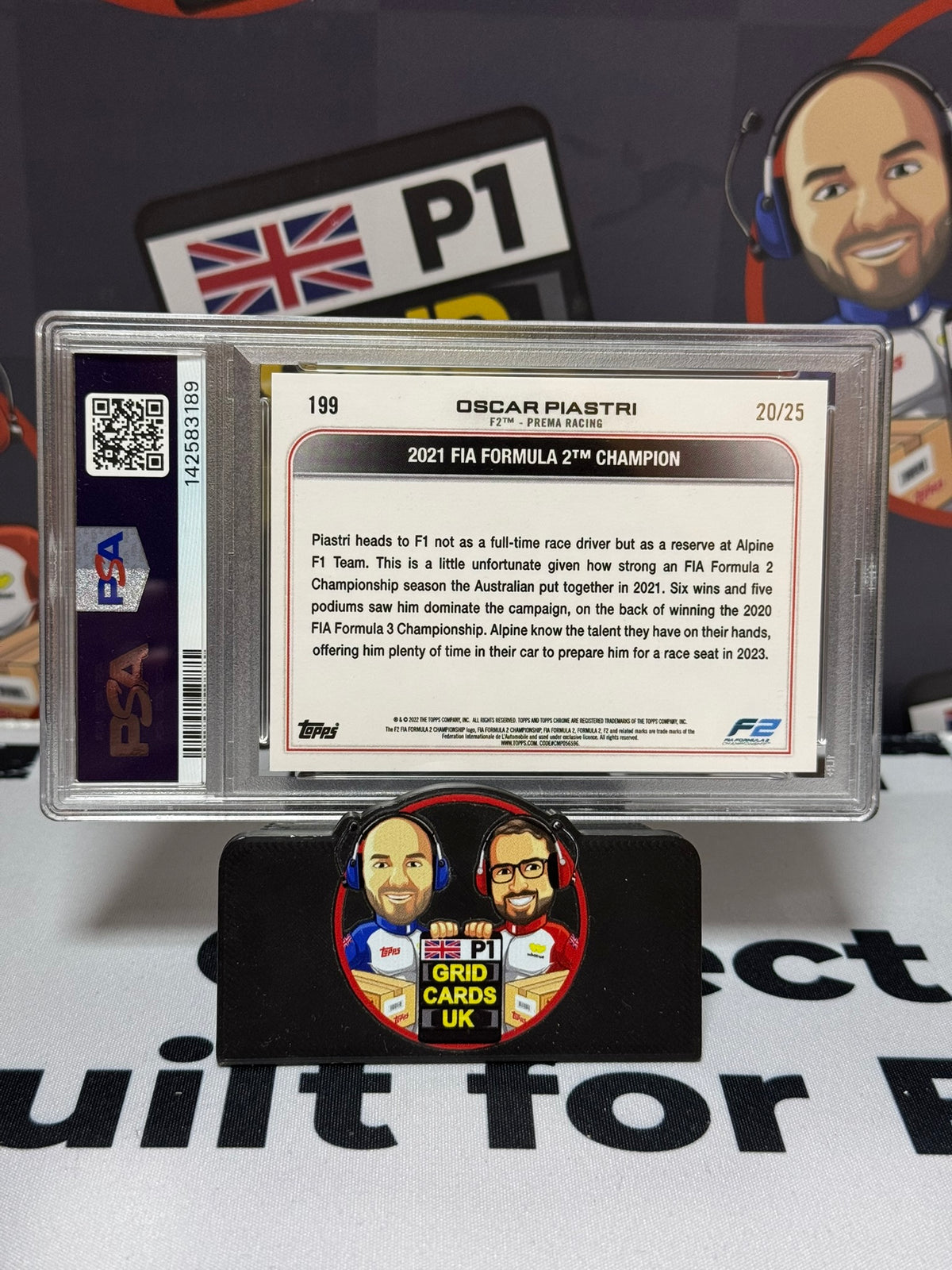 Oscar Piastri F2 Champion ORANGE WAVE 20/25 - Topps 2022 Chrome - PSA 10