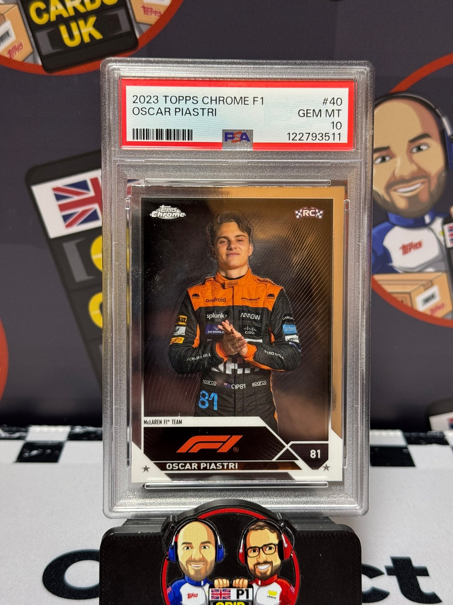 Oscar Piastri Base Portrait Rookie RC - Topps 2023 Chrome - PSA 10