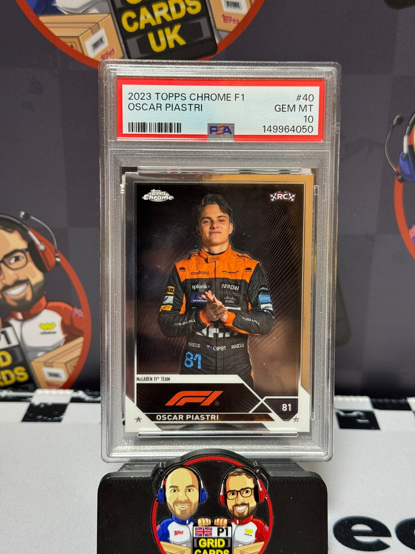 Oscar Piastri Base Portrait Rookie RC - Topps 2023 Chrome - PSA 10