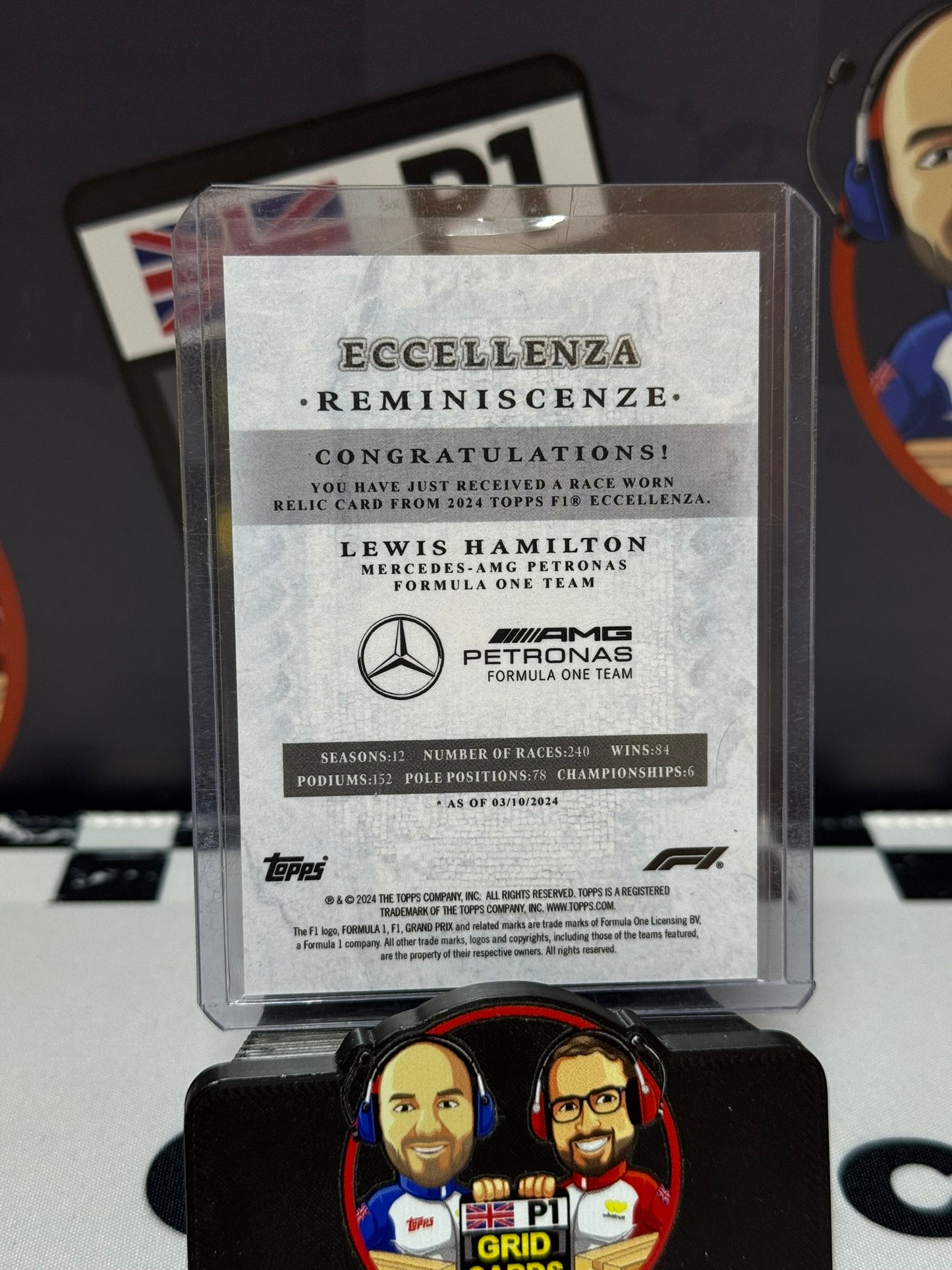 Lewis Hamilton Reminiscenza Race-Worn Suit Relic - Topps 2024 Eccellenza