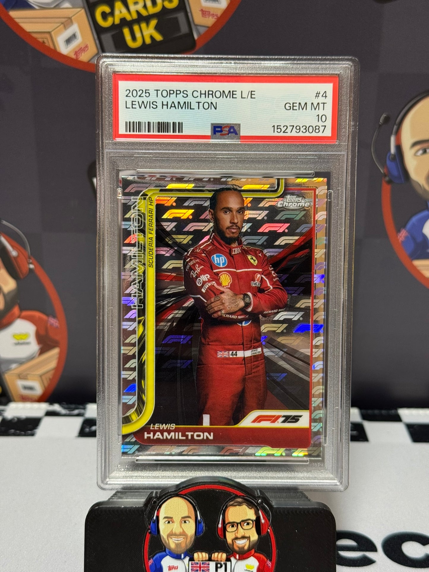 Lewis Hamilton Ferrari Portrait LOGOFRACTOR - Topps 2025 Chrome - PSA 10