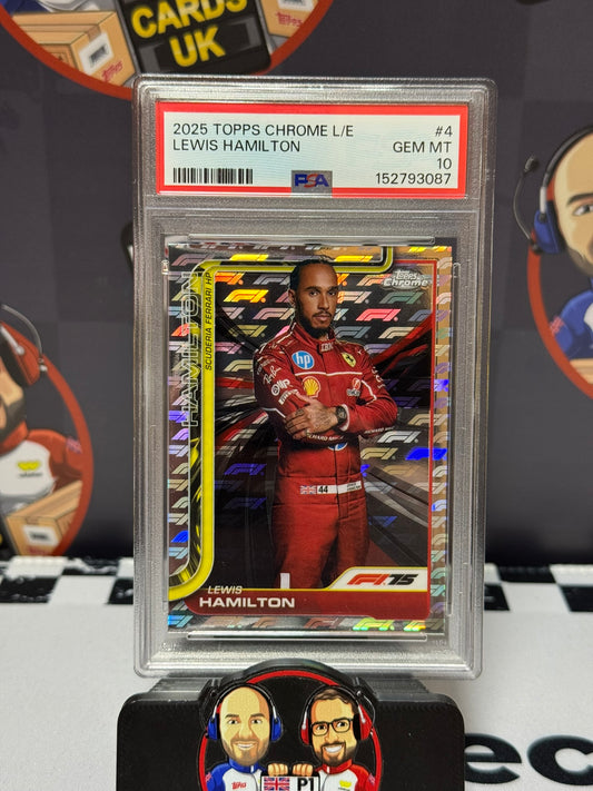 Lewis Hamilton Ferrari Portrait LOGOFRACTOR - Topps 2025 Chrome - PSA 10