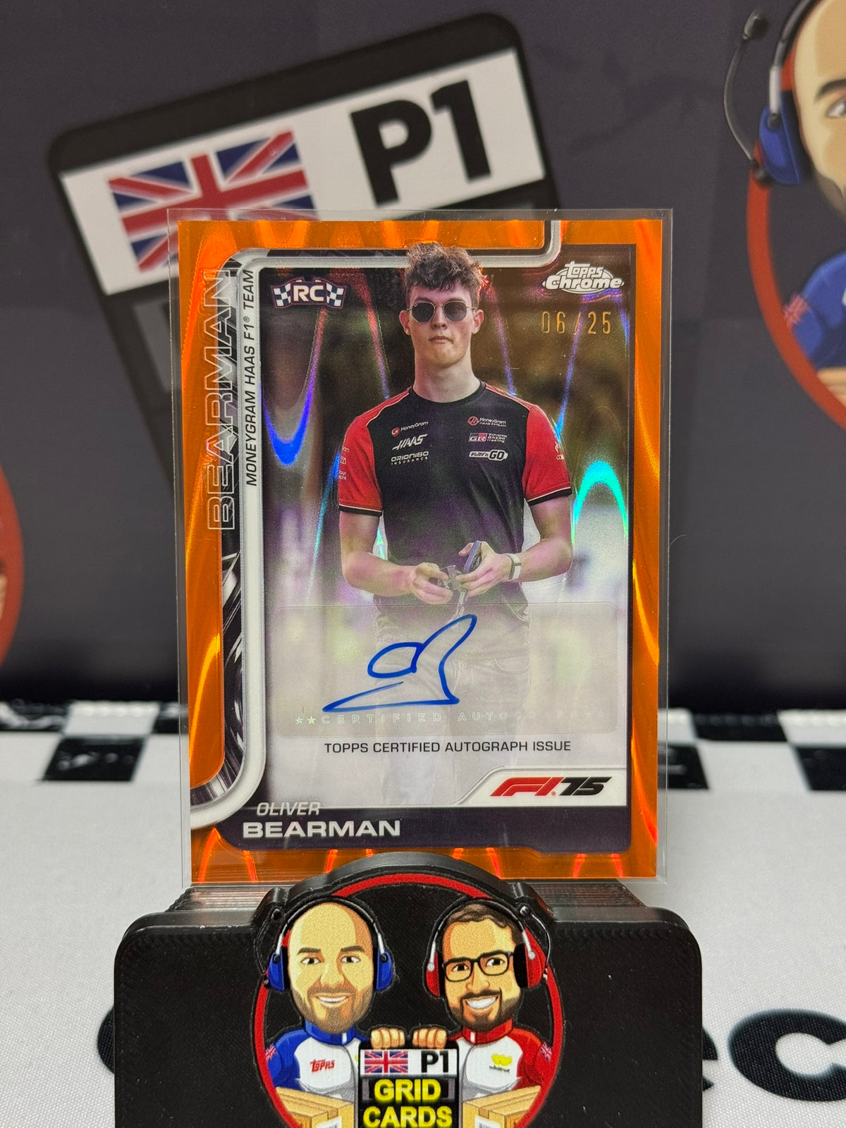 Oliver Bearman AUTO ORANGE 06/25 Rookie RC - Topps 2025 Chrome