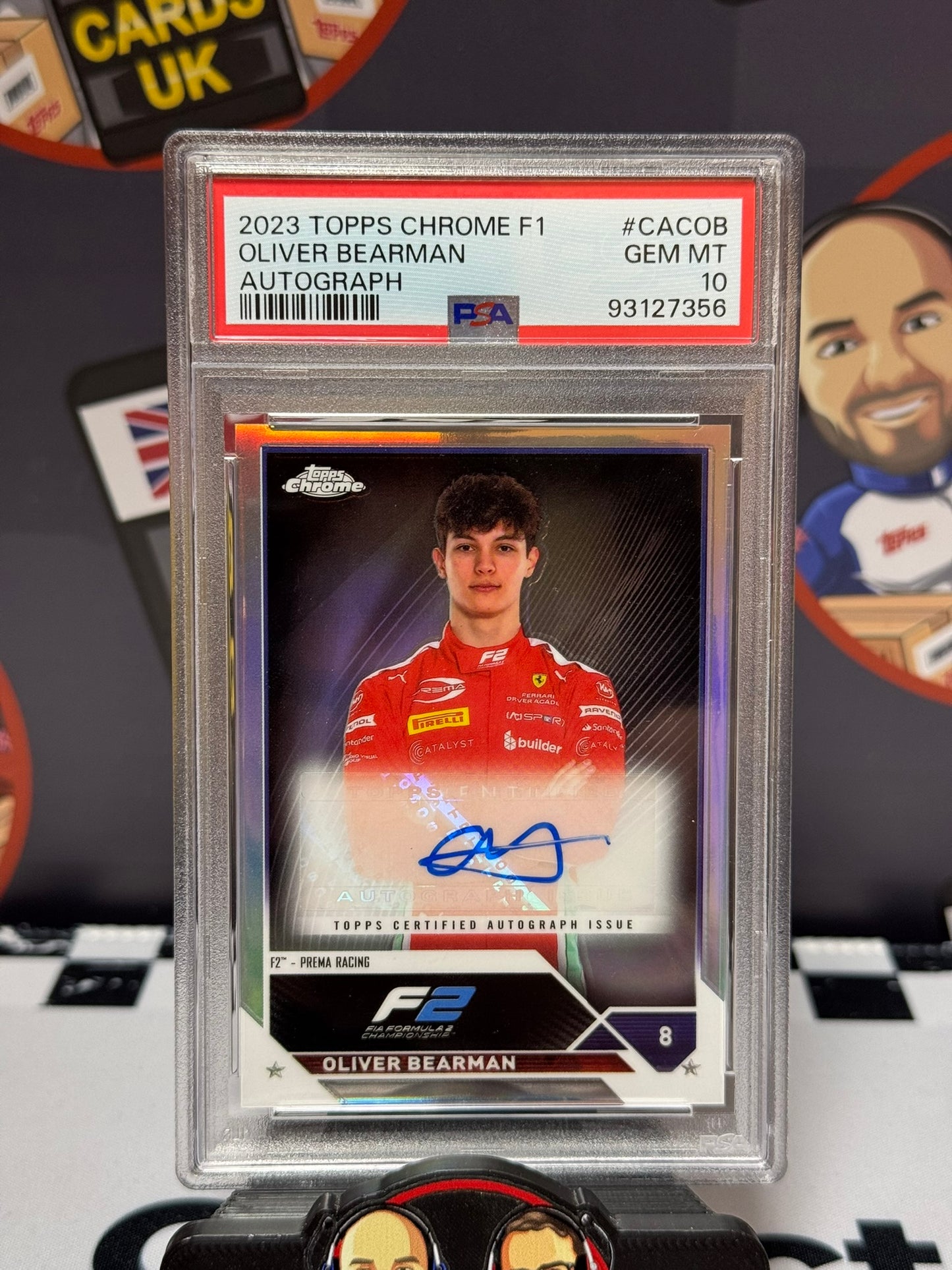 Oliver Bearman F2 AUTO - Topps 2023 Chrome - PSA 10