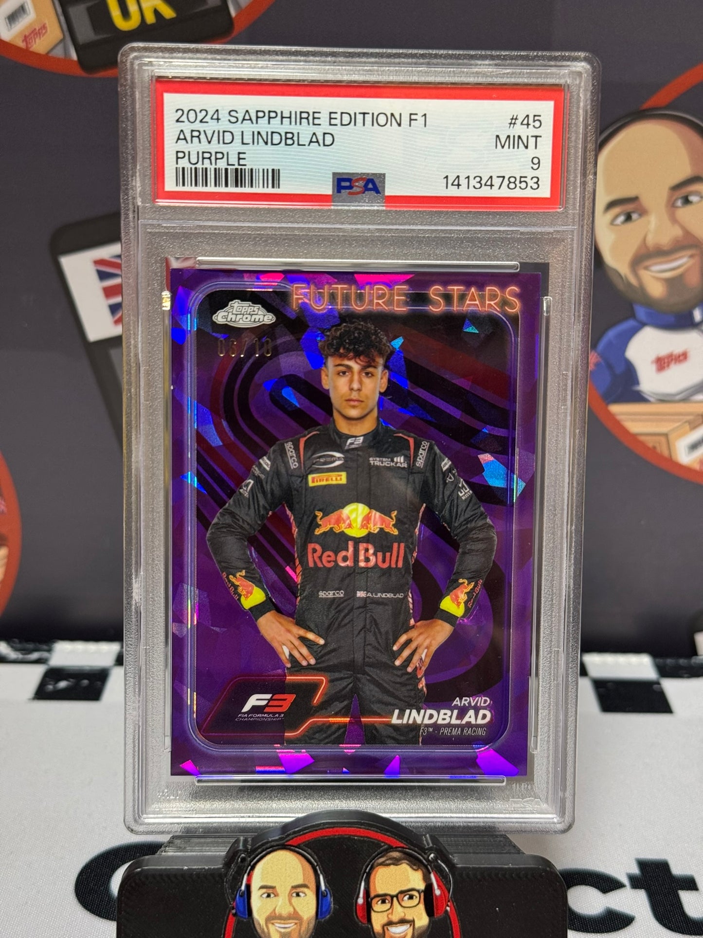 Arvid Lindblad Future Stars PURPLE 03/10 - Topps 2024 Chrome Sapphire - PSA 9