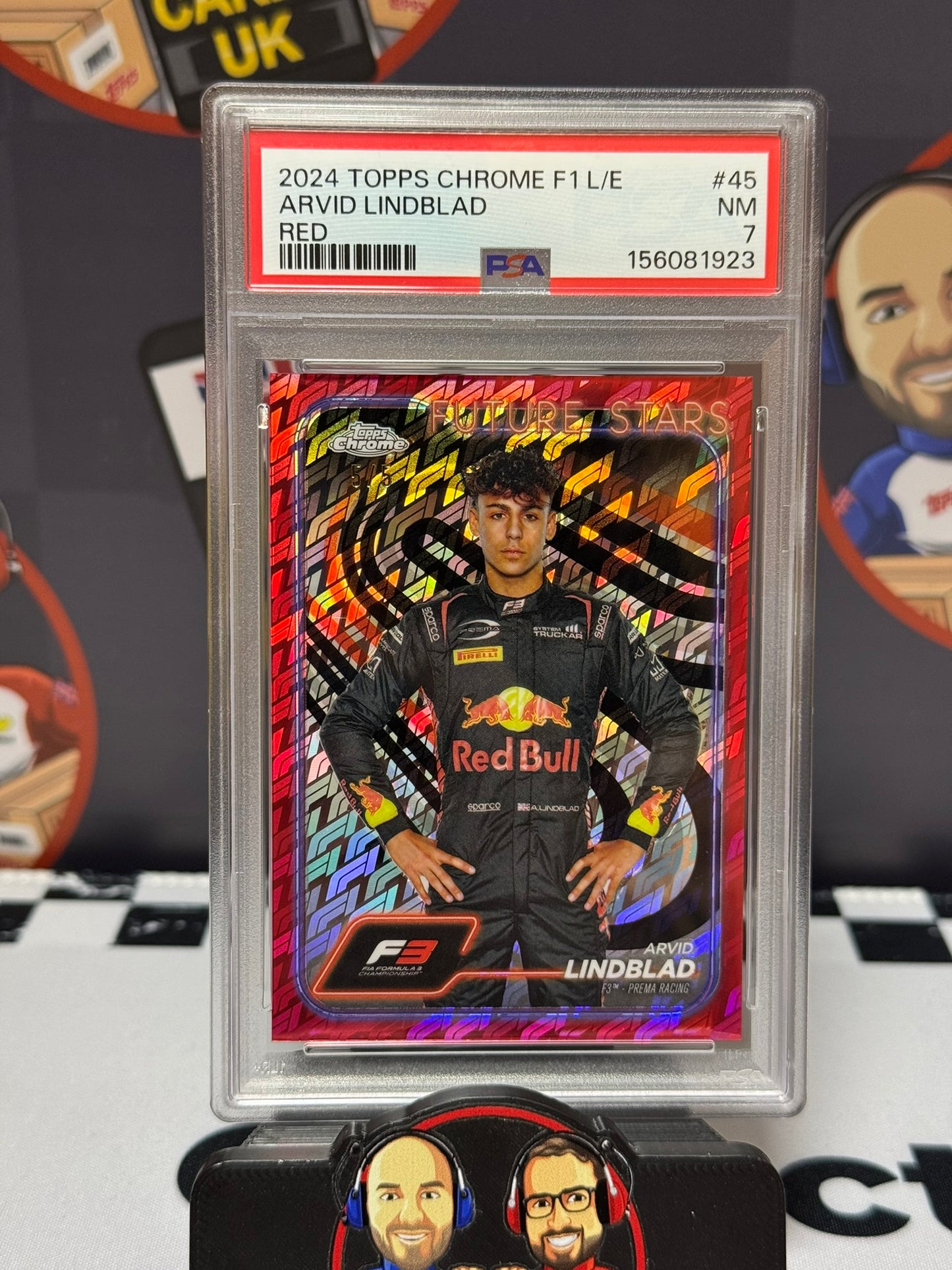 Arvid Lindblad Future Stars RED 5/5 - Topps 2024 Chrome Logofractor - PSA 7