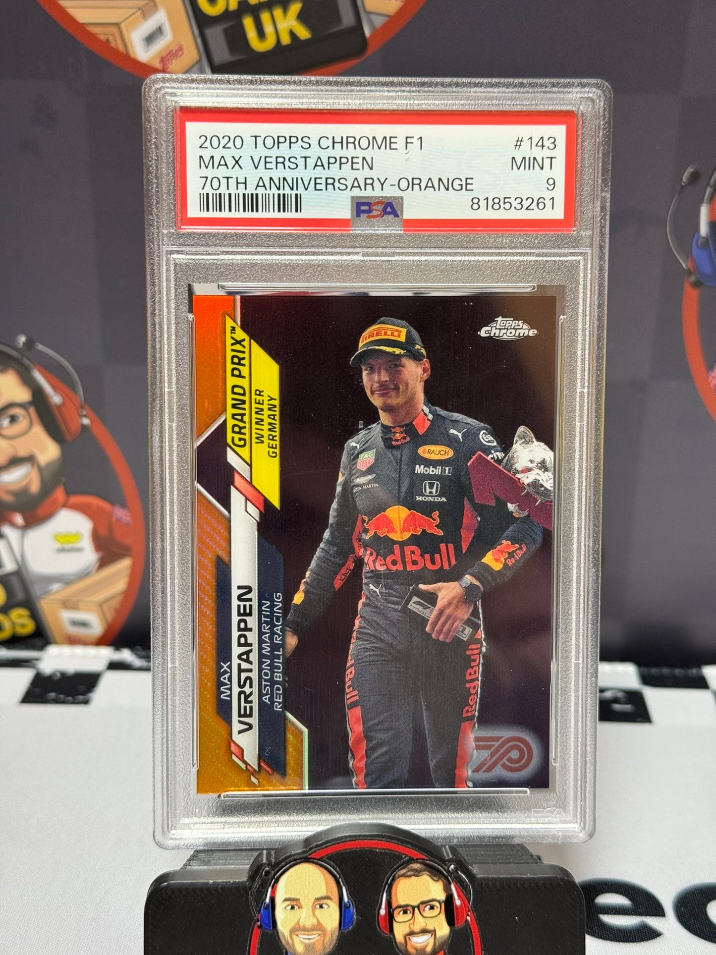 Max Verstappen Germany GP Winner ORANGE 70th Anniversary - Topps 2020 Chrome - PSA 9